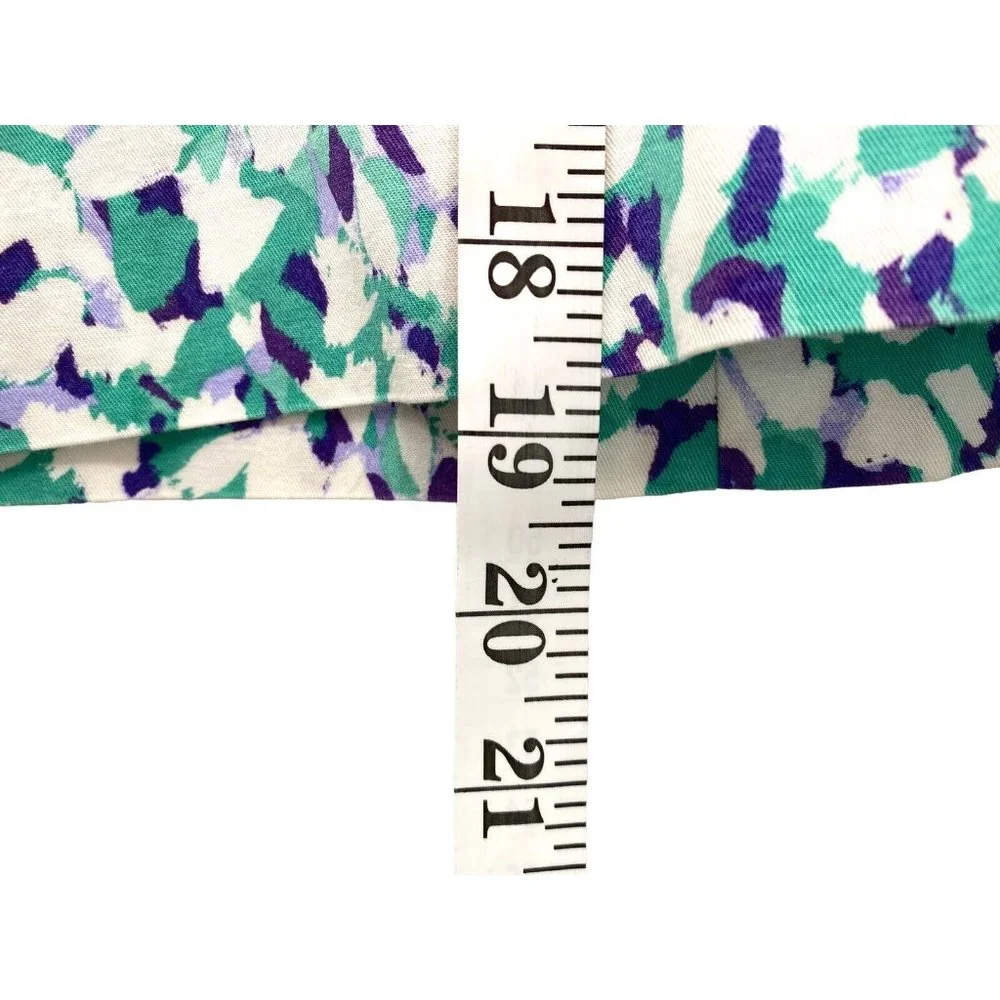 Ann Taylor Skirt Womens 14‎ Purple White Teal Short Casual Madison Zip Closure